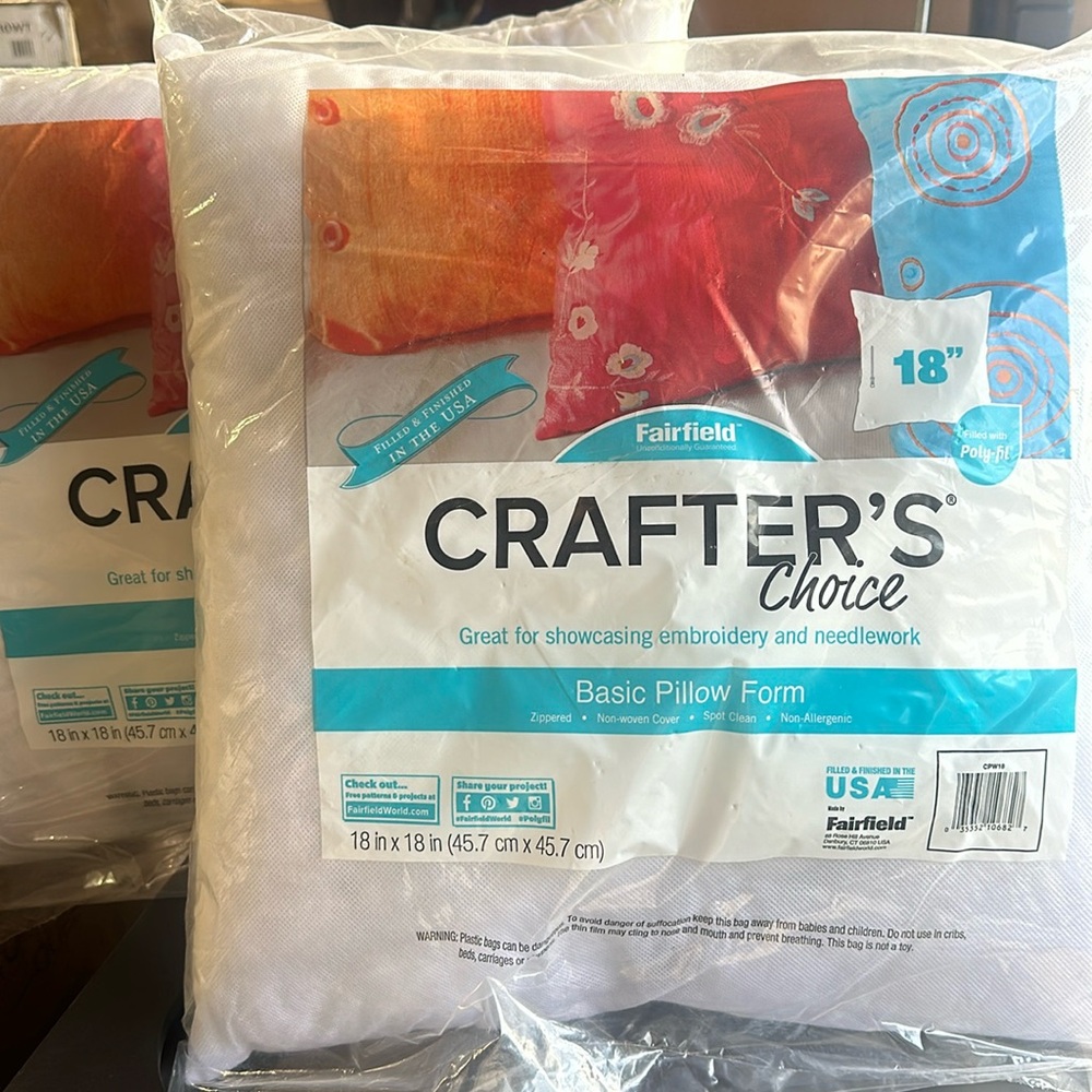 2 Poly-Fil® Crafter's Choice® Decorative Square Pillow Inserts, 18" x 18"